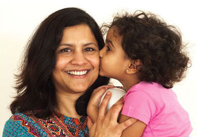 Jaya Iyer, founder of Svaha USA, and daughter Svaha