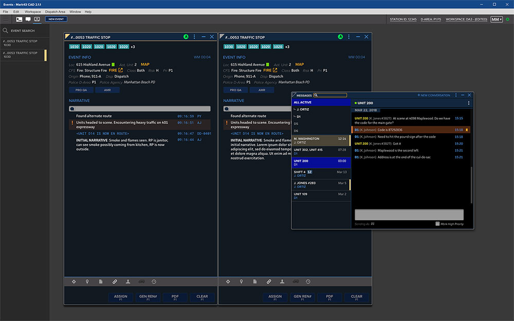 Mark43 dispatcher screen