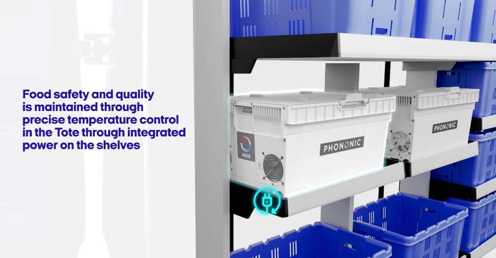 Phononic temperature controlled tote for food safety 